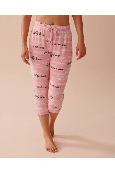 Heart and Letter Print Recycled Fibers Capris
