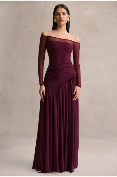 فستان كلوب ال لندن أحمر ماكسي بقصة ميرمايد