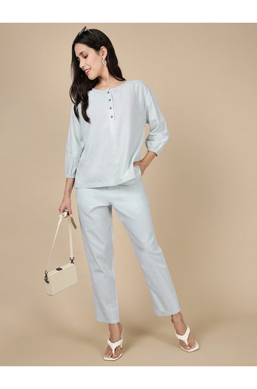 Light Blue Woven Cotton Pants