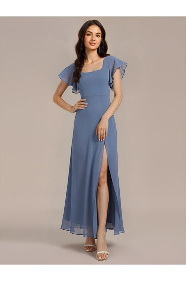 ever WISTERIA|Floral Print Flutter Sleeve Side Split Maxi Formal Dress