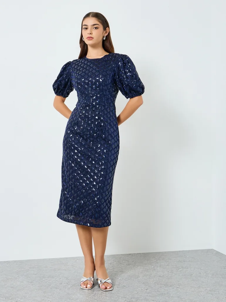 navy blue sparkly dress short Sequins Homecoming Graduation Dresses 2024 Square Neckline Short Sleeve Formal Dresses Lace fabrication with sequins Navy Blue Sparkly Dress Short