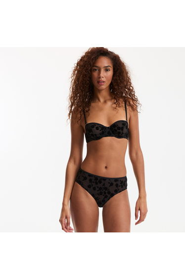 High Briefs in Flocked Tulle