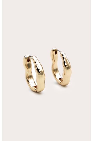 Gold Molten Wave Hoop Earrings