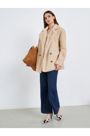 Women Double-Breasted Teddy Coat