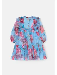 Alessia Blue Floral Print Mesh Dress - 6
