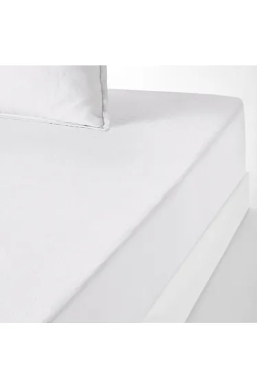 شرشف سرير كتان مغسول بحواف مطاطية ارتفاع 35 سم