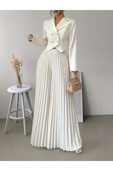 Loose Wide Leg Elasticity Pleated Solid Color Casual Pants Bottoms Trousers