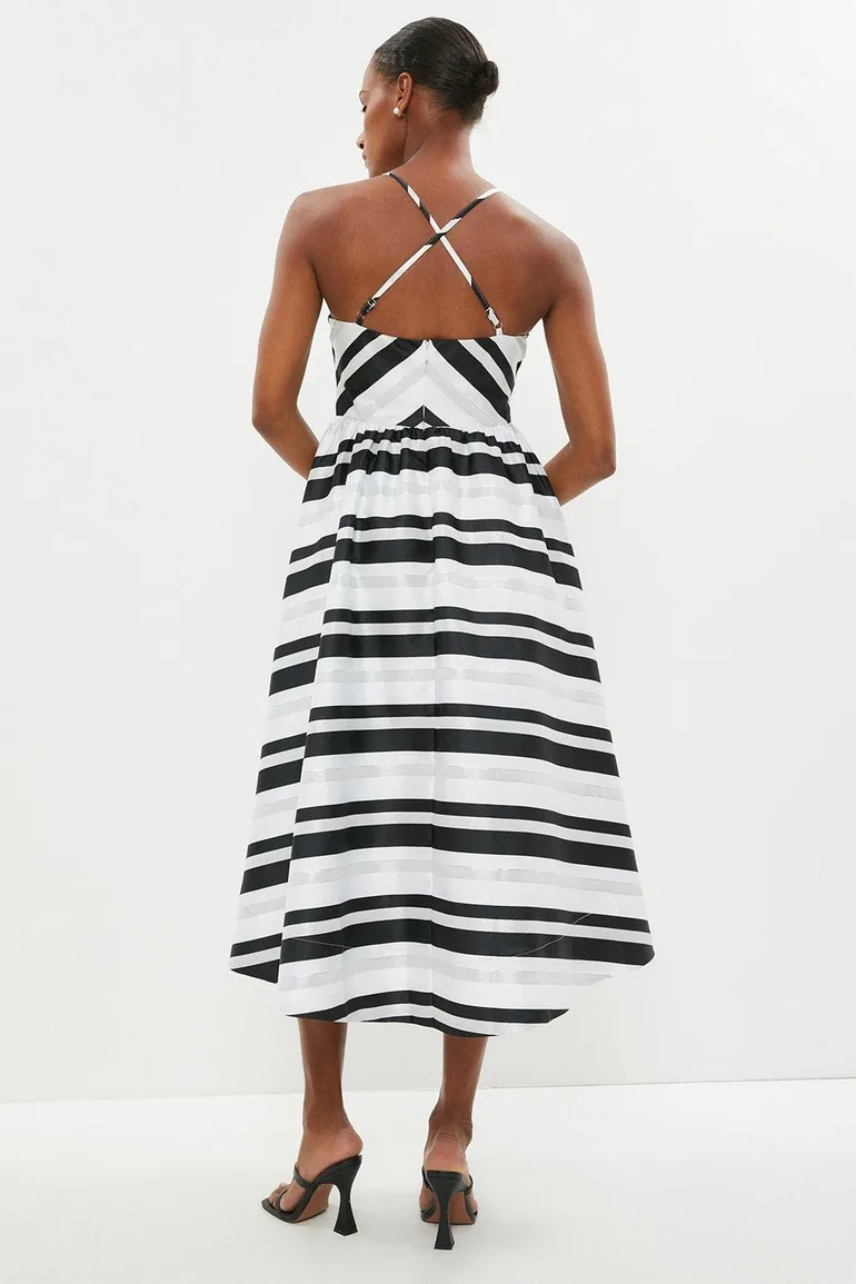 ​Cami Dress In Organza Stripe - 1