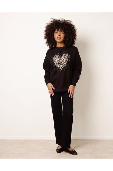 Love Heart Sweatshirt Leopard