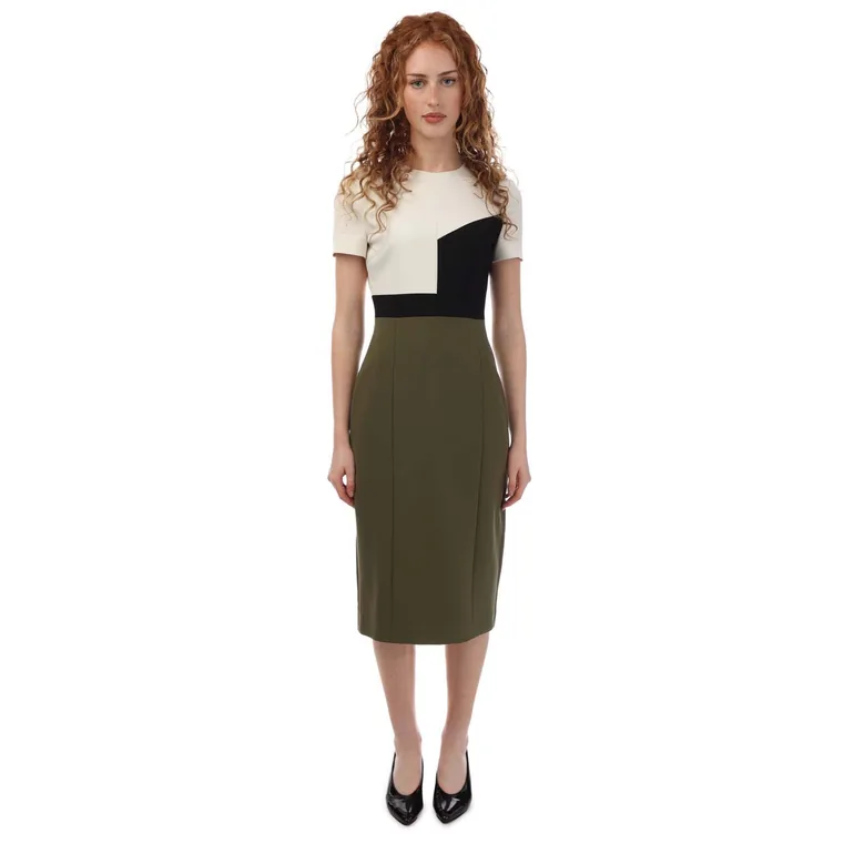 boss green dress Olive Green Tiered Midi Dress – Boss Boutique main image 0