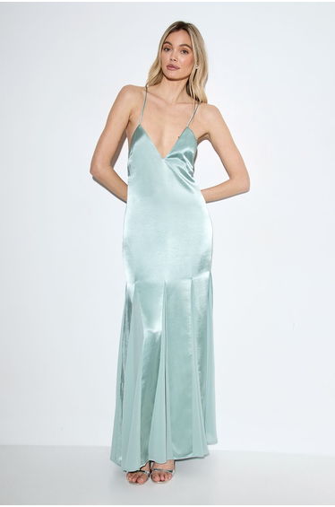 Premium Satin Georgette Panel Midaxi Bridesmaid Dress
