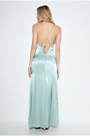 Premium Satin Georgette Panel Midaxi Bridesmaid Dress