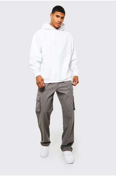 Relaxed Fit Twill Belt Front Cargo Joggers - slate