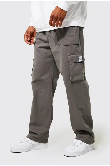 Relaxed Fit Twill Belt Front Cargo Joggers - slate