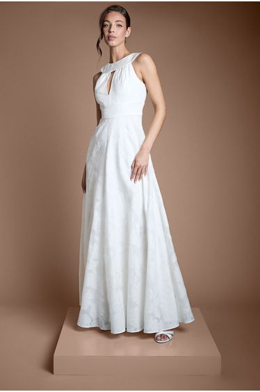 Keyhole Floral Lace Full Skirted Wedding Dress