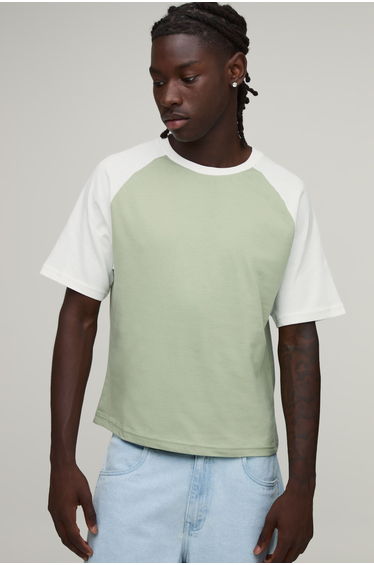 Slim Shrunken Fit Raglan T-shirt - white