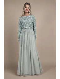 Teen Pearl Embellished Bodice Bridesmaid Tulle Skirt Dress