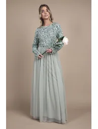 Teen Pearl Embellished Bodice Bridesmaid Tulle Skirt Dress - 2