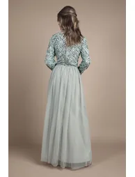 Teen Pearl Embellished Bodice Bridesmaid Tulle Skirt Dress - 1