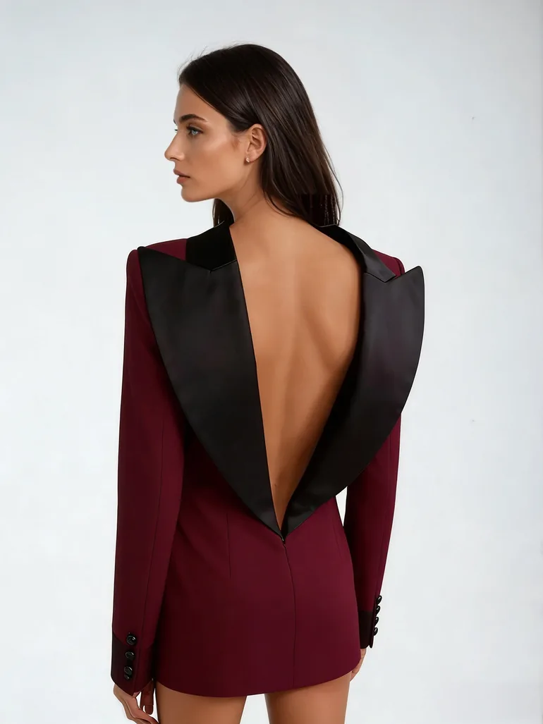 wine backless dress Burgundy V Neck Backless Long Prom Dress, Wine Red Backless Formal Dre –  morievent