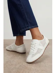 Tracie Faux Leather Mesh Lace Up Trainers