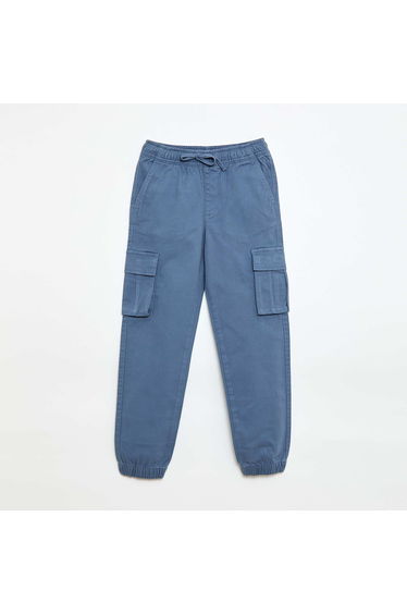 Stretchy multi-pocket trousers BLUE