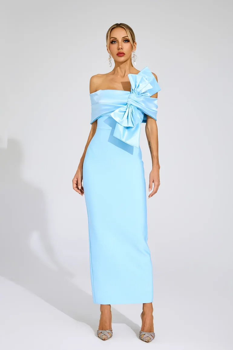 Foster Blue Bow Tie Bandage Dress Catchall Blue : Evening Dresses :  VogaCloset Bahrain