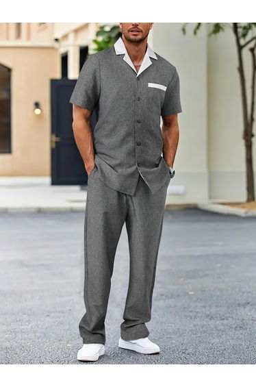 Men Grey Pocket Detail Shirt and Pants Co-Ords