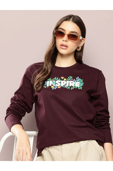 Women Oversized Long Sleeve Printed T-Shirt