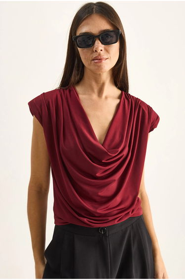 LUCCI Sleeveless Cowl Neck Blouse