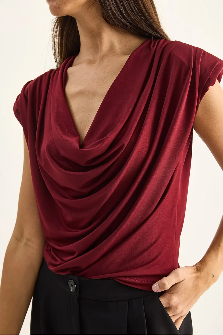 LUCCI Sleeveless Cowl Neck Blouse - 4
