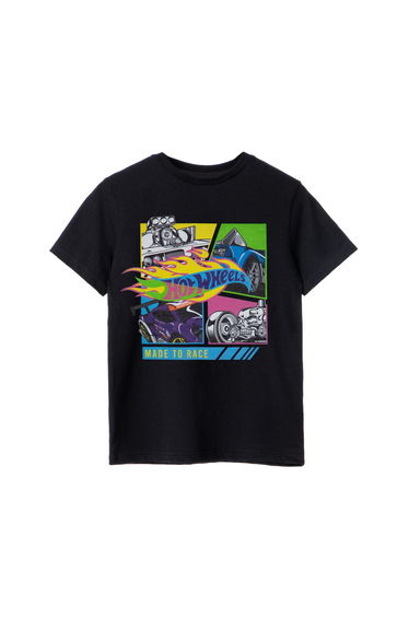 Hot Wheels Boys Made To Race Neon T-Shirt - Black
