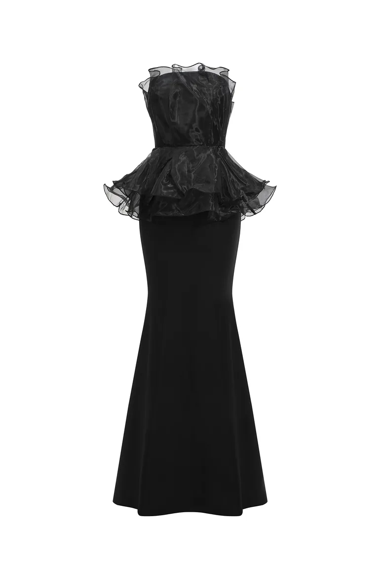 فستان ماكسي بنمط شرائح بذيل السمكة بلا أكمام - 1