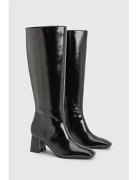 Wide Fit Flared Block Heel Knee High Boots - black - 2