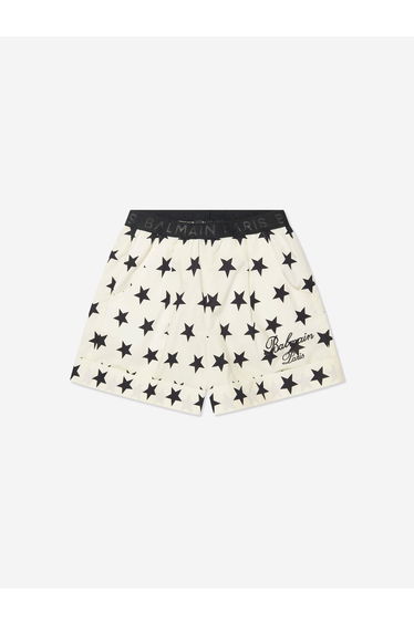 Girls Star Print Shorts in Ivory