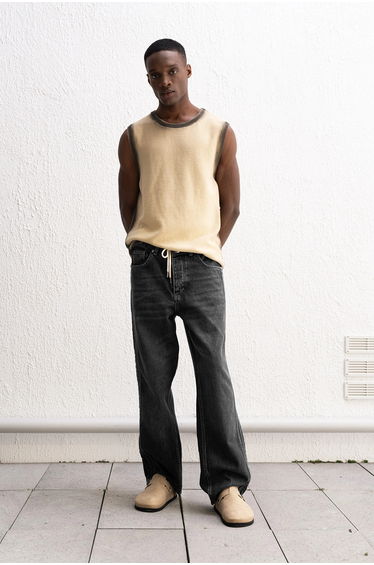 GIESTO Regular Fit Denim Pants with Stripes