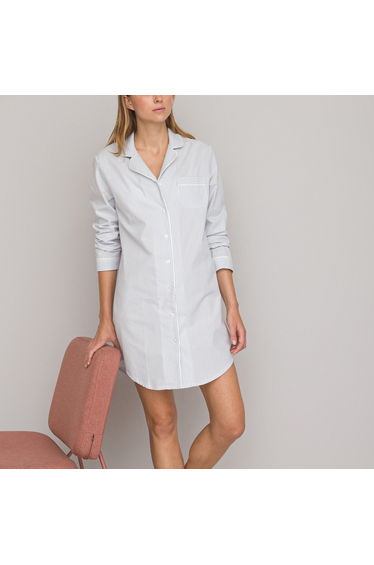 Striped Cotton Poplin Nightshirt