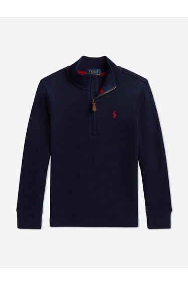 Ralph Lauren Boys Estate Rib Half Zip Pullover in Navy