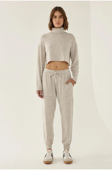 Textured Turtleneck Crop Sweater