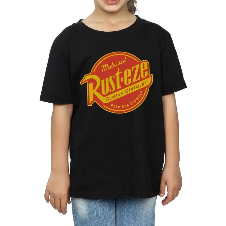 Disney Girls Cars Rust-Eze Logo Cotton T-Shirt - Black - 2