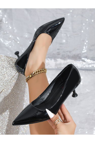 Black Patent Pointed Toe Pumps