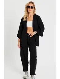 Women's Cress Kimono Suit Black - 2