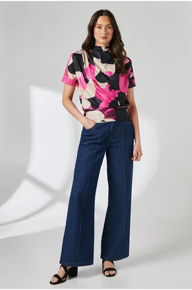 بلوزة برينسيبلز باي دبنهامز قطن متعدد الالوان بأكمام قصيرة