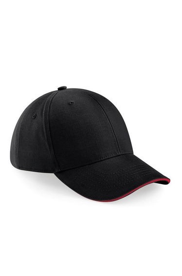 Beechfield Adults Unisex Athleisure Cotton Baseball Cap (Pack of 2) - Black/Classic Red