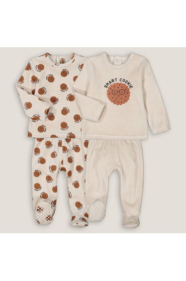 Pack of 2 Pyjamas in Velour with Cookie Print