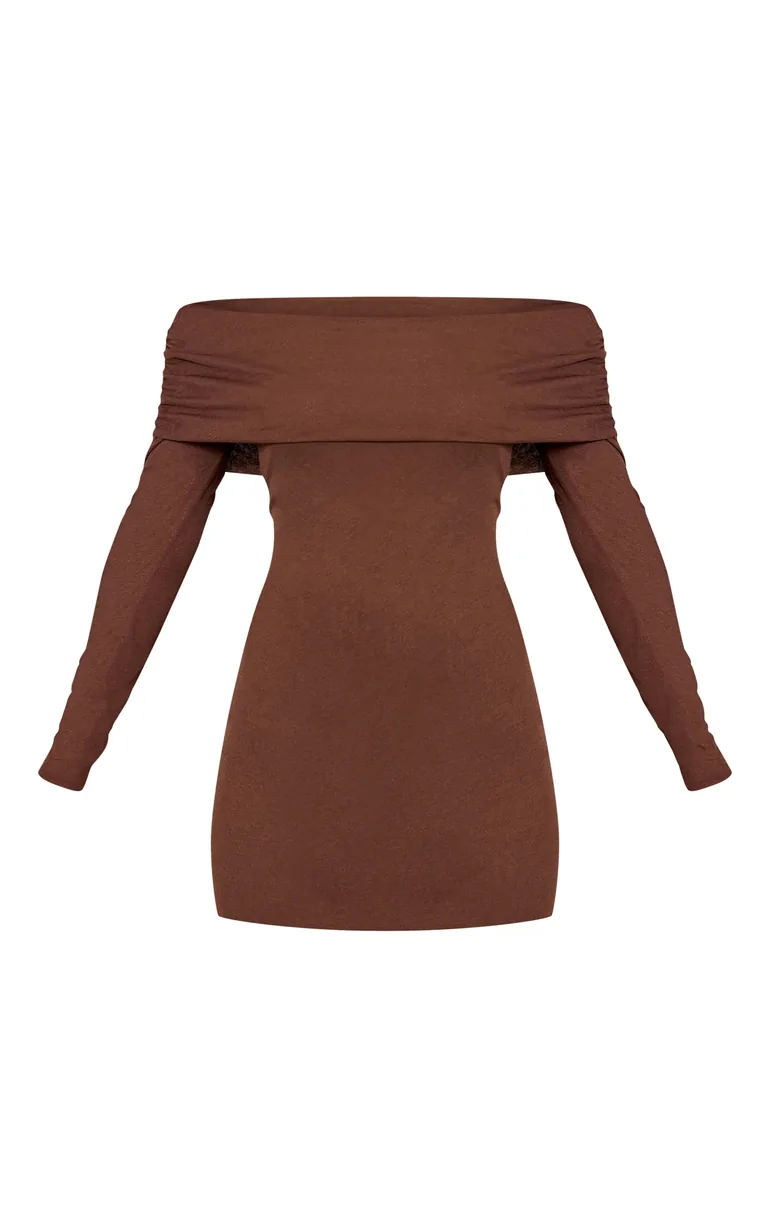 Chocolate Soft Touch High Neck Cowl Bodycon Dress Prettylittlething Brown :  Party Dresses : VogaCloset Oman