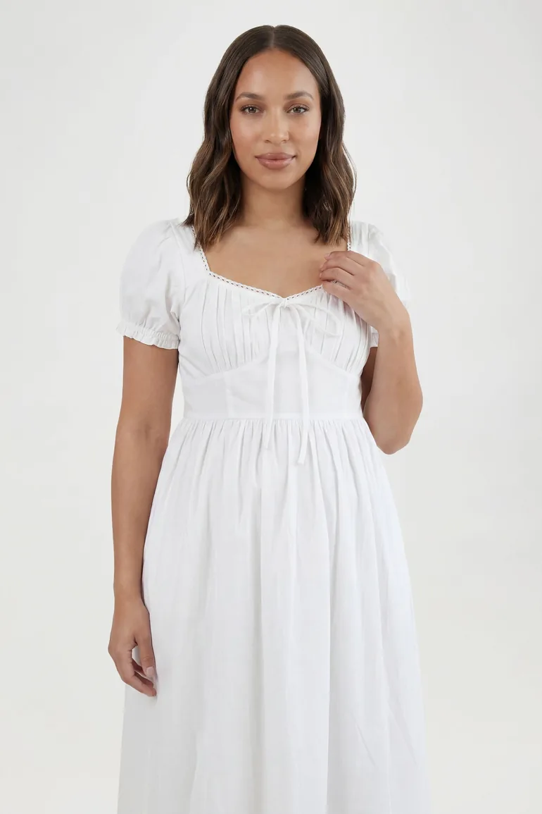 Maternity Cotton Milkmaid Midaxi Skater Dress - white Boohoo White : Dresses : VogaCloset Oman Maternity Cotton Milkmaid Midaxi Skater Dress - white Boohoo White : Dresses : VogaCloset Oman