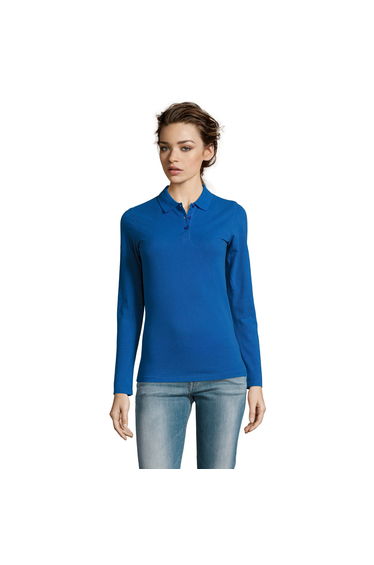 SOLS Womens/Ladies Perfect Long Sleeve Pique Polo Shirt - Royal Blue