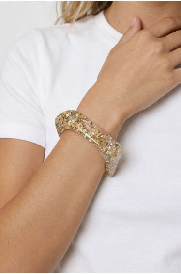 Gold Glitter Resin Bangle - gold
