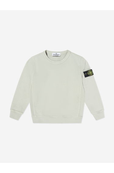 Stone Island Boys Cotton Fleece Sweatshirt in Grey
